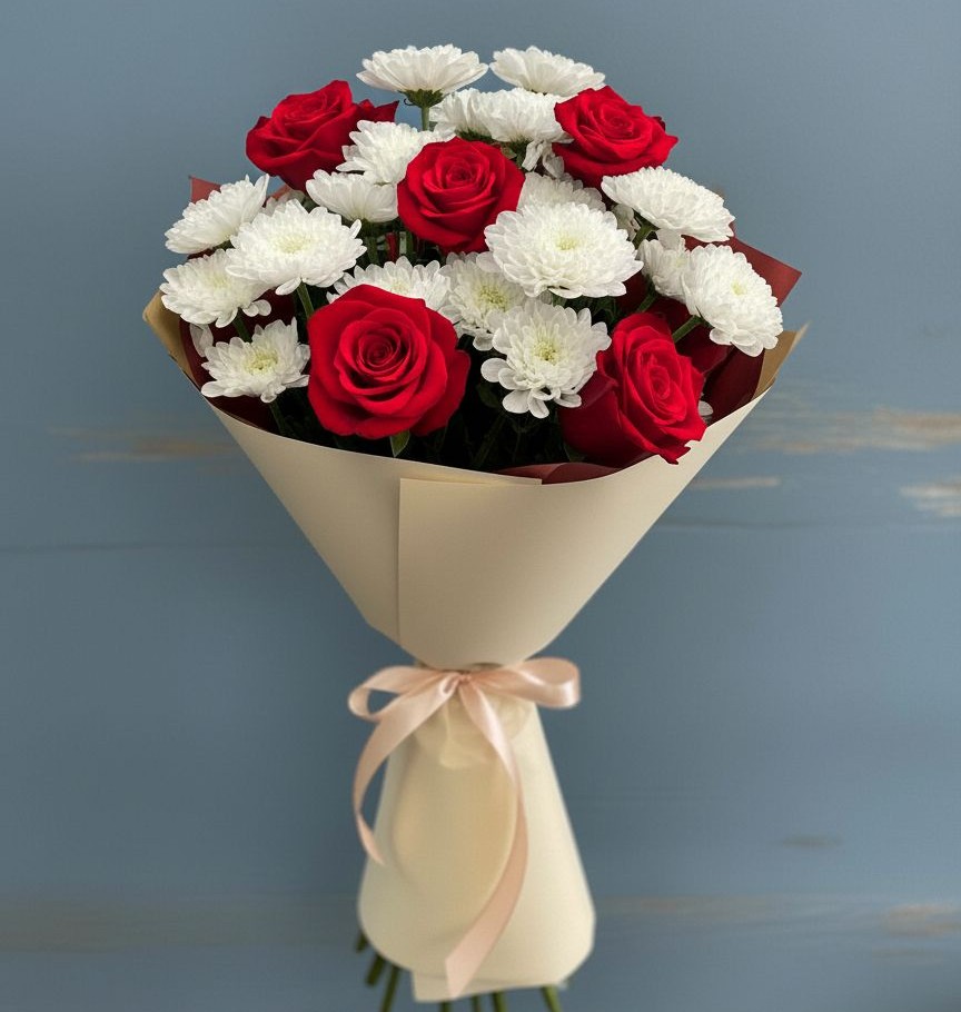 Букет цветов из: Розы и Хризантемы в Реммаш