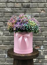 Цветочная композиция из Гипсофила и Розы в шляпной коробке #REPLACE_PRED# Реммаш