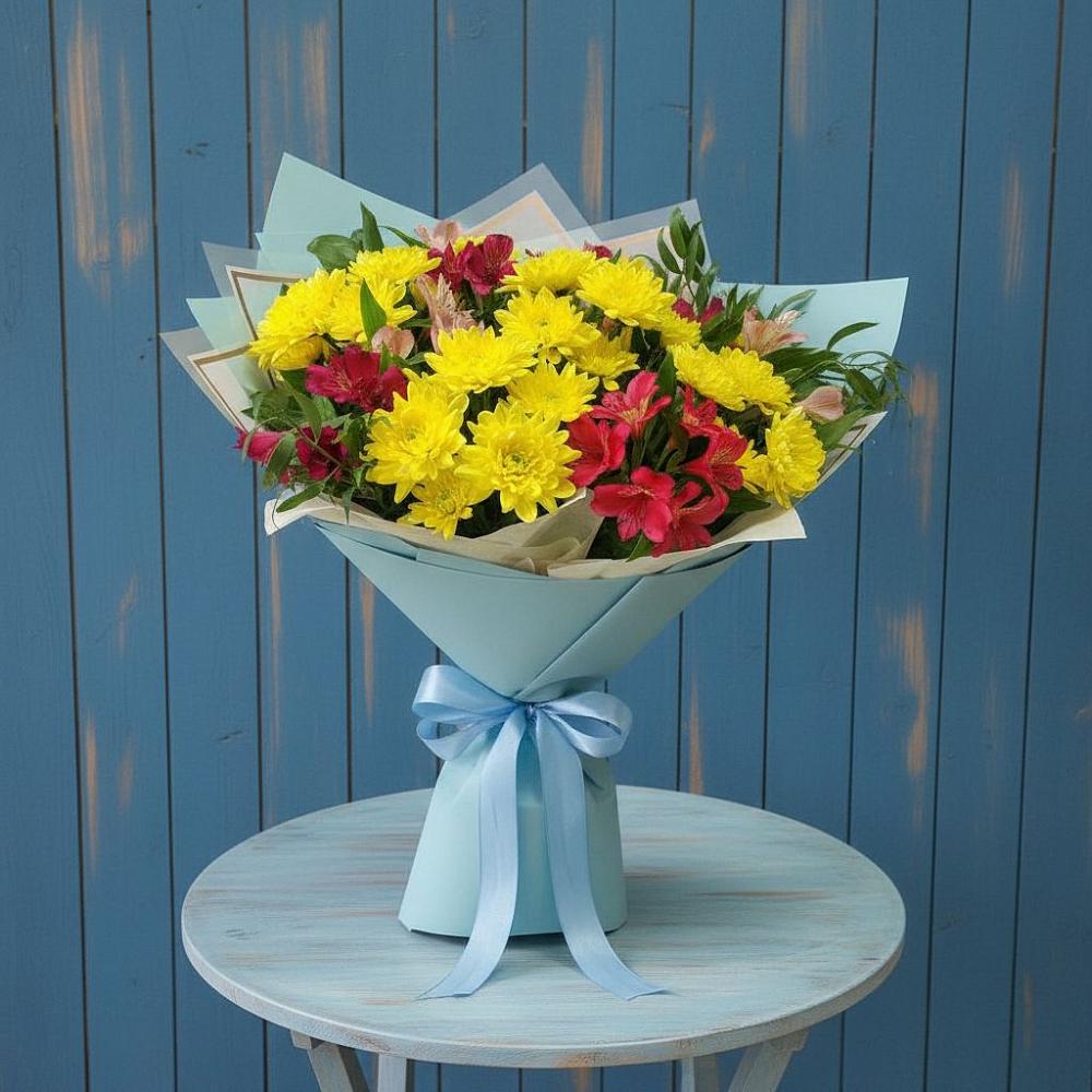 Букет цветов из: Альстромерии и Хризантемы в Реммаш