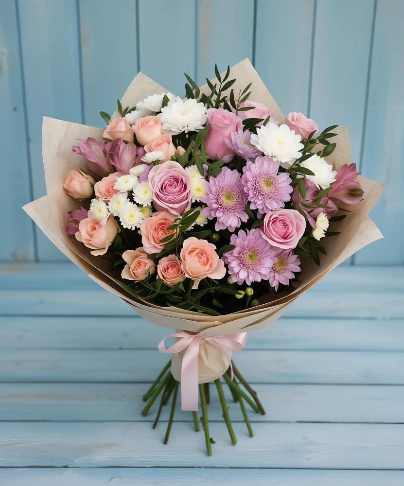 Букет цветов из: Хризантемы, Розы и Альстромерии в Реммаш