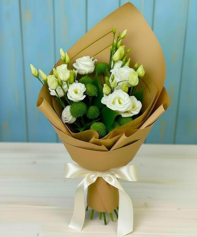 Букет цветов из: Хризантемы и Лизиантусы в Реммаш