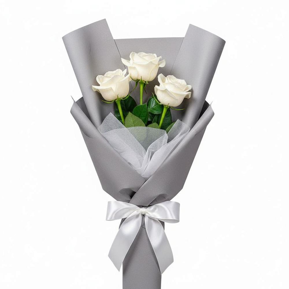 Букет 3 белые розы в Реммаш
