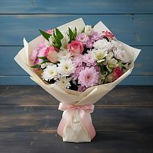 Букет цветов из:  Хризантемы, Альстромерии и Розы #REPLACE_PRED# Реммаш