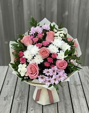 Букет цветов из:  Альстромерии, Гвоздики, Розы и Хризантемы #REPLACE_PRED# Реммаш