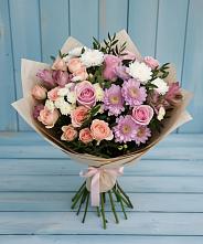 Букет цветов из:  Хризантемы, Розы и Альстромерии #REPLACE_PRED# Реммаш