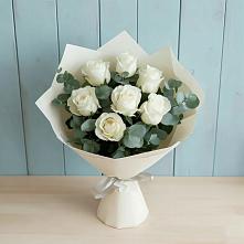 Букет Белые розы в Эвкалипте #REPLACE_PRED# Реммаш