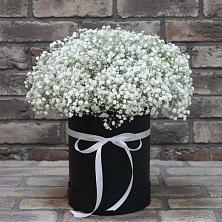 Цветочная композиция из Гипсофила в шляпной коробке в Реммаш